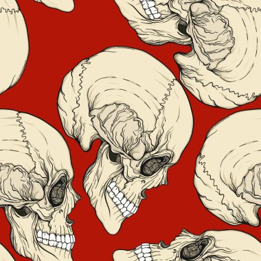 Seamless modeli, insan kafatası ile arka plan. Stok satırı vektör