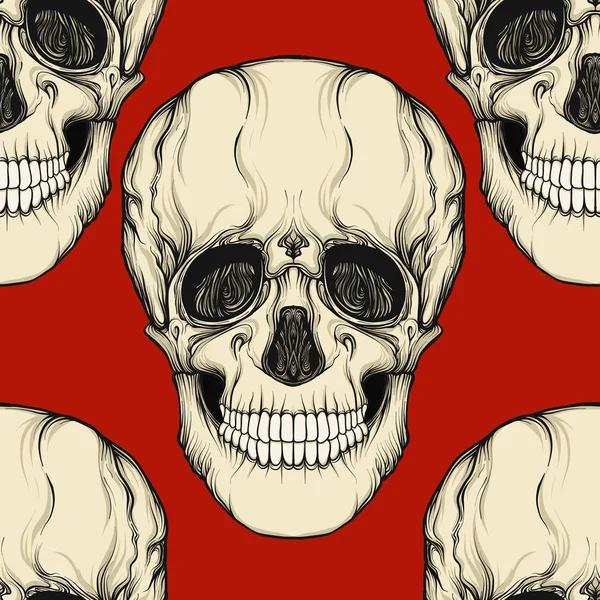 Seamless modeli, insan kafatası ile arka plan. Stok satırı vektör