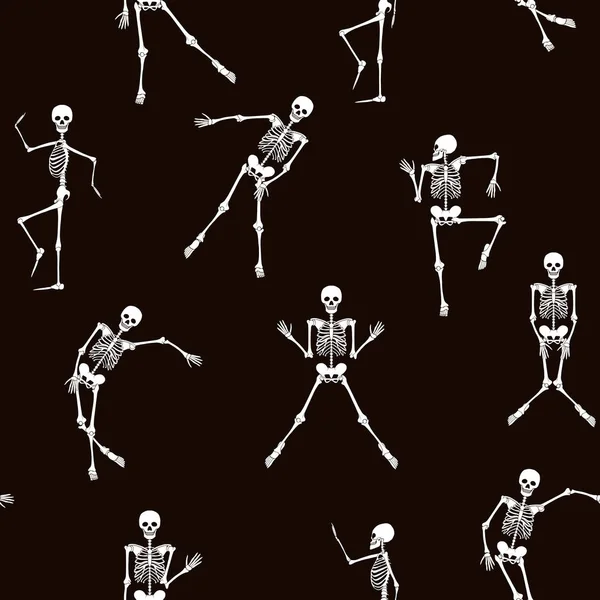 Seamless pattern, background with dancing skeletons — Stock Vector