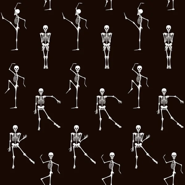 Modèle sans couture, fond avec squelettes dansants — Image vectorielle