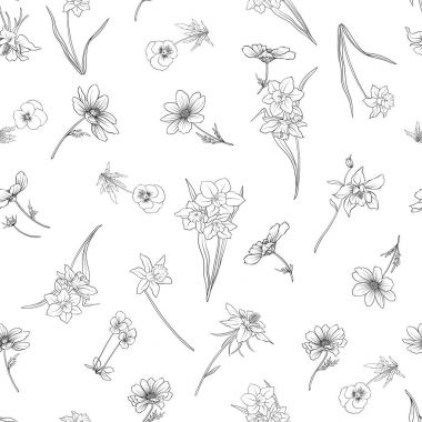 Anahat vintage tarzı çiçeklerle çiçek seamless modeli. S