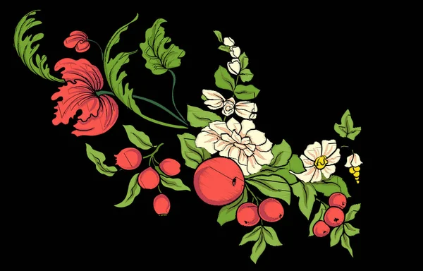 Вишивка комірцевої лінії. Квітковий орнамент в вінтажному стилі — стоковий вектор