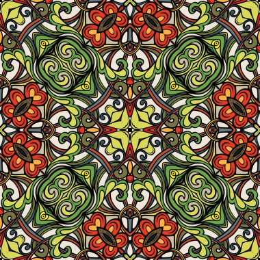 Dikişsiz desen, geometrik ve bitkisel soyut patt ile arka plan