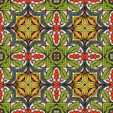 Dikişsiz desen, geometrik ve bitkisel soyut patt ile arka plan