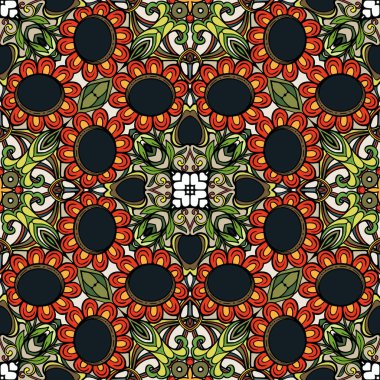 Dikişsiz desen, geometrik ve bitkisel soyut patt ile arka plan