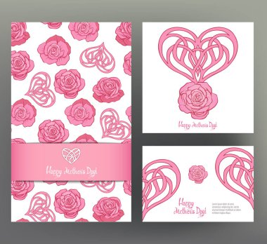 3 boyut kartpostal veya afiş kümesi mutlu anneler günü Lov ile için