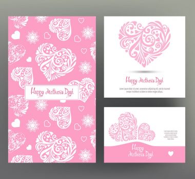 3 boyut kartpostal veya afiş kümesi mutlu anneler günü Lov ile için