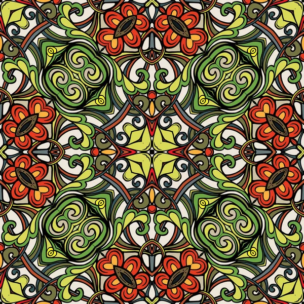 Patrón sin costuras, fondo con patt abstracto geométrico y floral — Archivo Imágenes Vectoriales