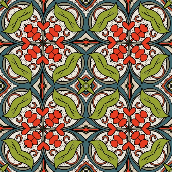 シームレスなパターン、幾何学的な花の抽象 patt と背景 — ストックベクタ