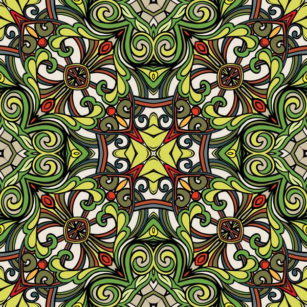 シームレスなパターン、幾何学的な花の抽象 patt と背景 — ストックベクタ