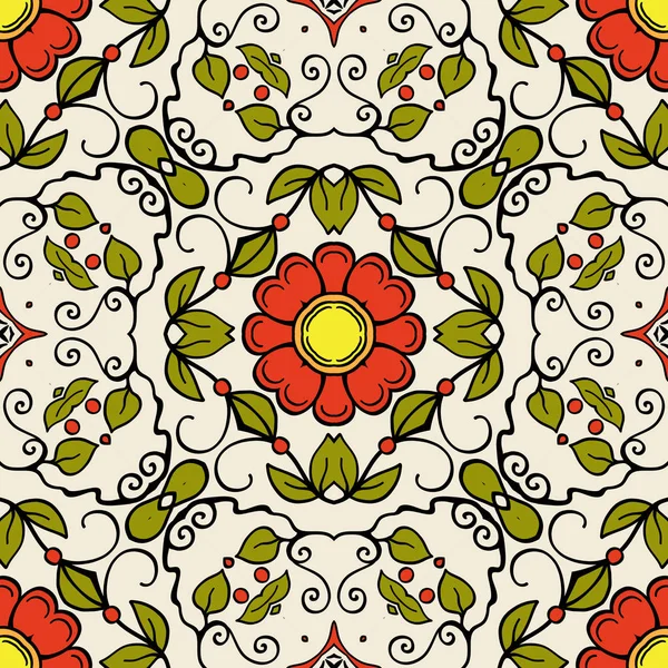 Χωρίς ραφή πρότυπο, φόντο με γεωμετρική και floral αφηρημένη patt — Διανυσματικό Αρχείο