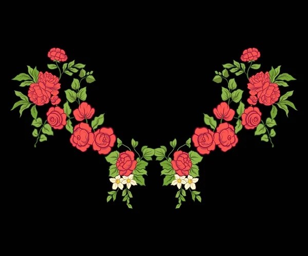 Nakış yaka satırı için. Vintage tarzı çiçek süsleme