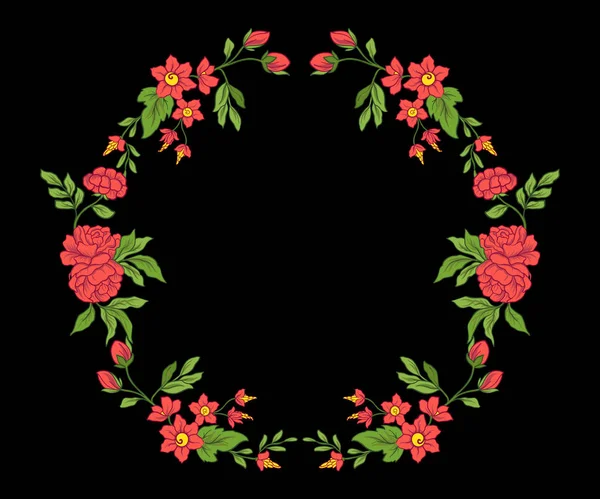 Κέντημα για τη γραμμή γιακάς. Floral στολίδι σε στυλ vintage — Διανυσματικό Αρχείο