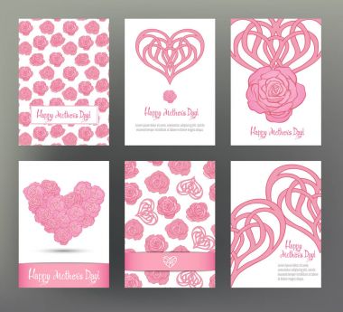 Dizi 6 kartpostal veya afiş için mutlu anneler günü sevgi hea ile