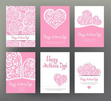 Dizi 6 kartpostal veya afiş için mutlu anneler günü sevgi hea ile