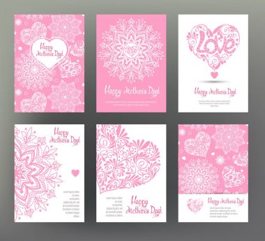 Dizi 6 kartpostal veya afiş için mutlu anneler günü sevgi hea ile