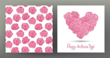 Dizi kartpostal veya afiş için mutlu anneler günü sevgi kalp ile