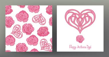 Dizi kartpostal veya afiş için mutlu anneler günü sevgi kalp ile