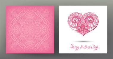 Dizi kartpostal veya afiş için mutlu anneler günü sevgi kalp ile