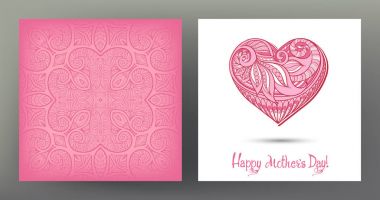 Dizi kartpostal veya afiş için mutlu anneler günü sevgi kalp ile