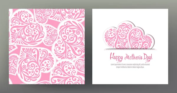 Zestaw pocztówek lub banner dla matek szczęśliwy dzień z miłości serca — Wektor stockowy