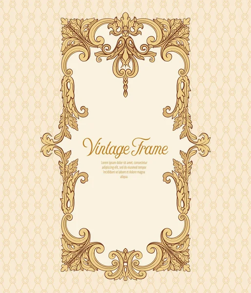 Vintage richly decorated frame in rococo style for menus, ads, a — Stock Vector