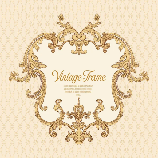 Vintage marco ricamente decorado en estilo rococó para menús, anuncios, un — Vector de stock