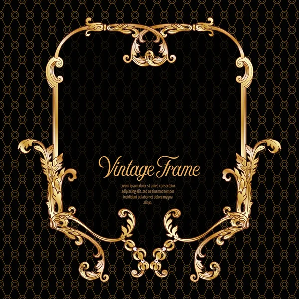 Vintage richly decorated frame in rococo style for menus, ads, a — Stock Vector