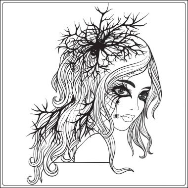 Halloween veya gün de güzel bir genç kız portresi