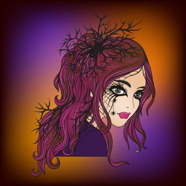 Halloween veya gün de güzel bir genç kız portresi