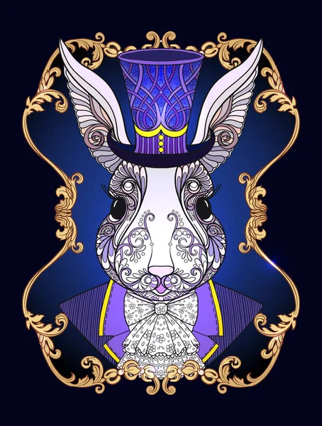 Lièvre ou lapin dans le chapeau du conte de fées Alice au Wonderla — Image vectorielle