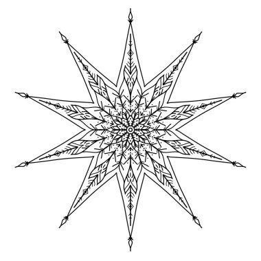 Dekoratif stilinde yıldız. Stok satırı vektör çizim.