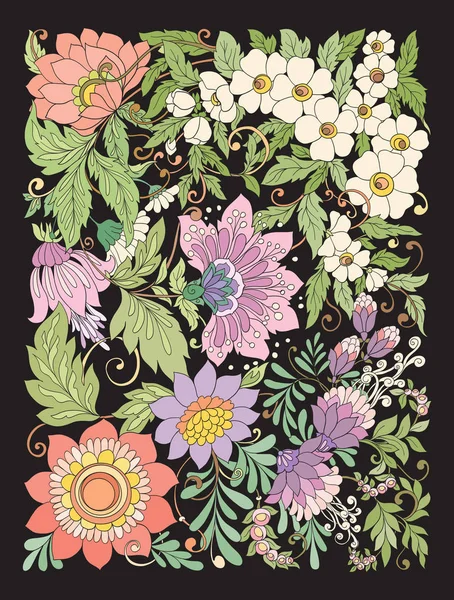 Yaz çiçek aplike taklit. Stok satırı vektör illus