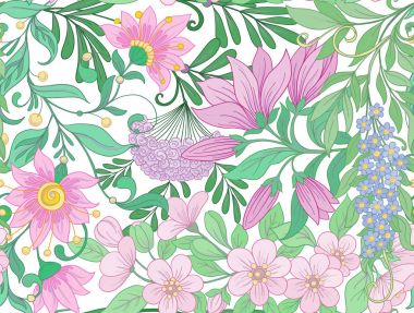 Dikişsiz desen, arka plan bahar çiçekleri Manolya, sak ile