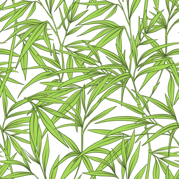 Seamless pattern with bamboo leaves and branches in Japanese sty — Stock Vector