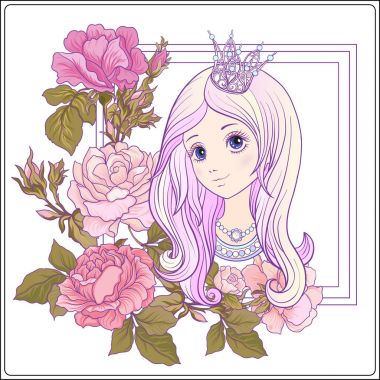 Genç güzel kız ile uzun duydum bahçede Prenses tacı olan