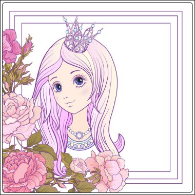 Genç güzel kız ile uzun duydum bahçede Prenses tacı olan