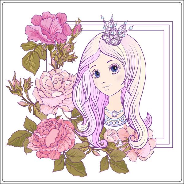 Genç güzel kız ile uzun duydum bahçede Prenses tacı olan