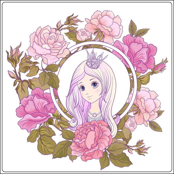 Genç güzel kız ile uzun duydum bahçede Prenses tacı olan