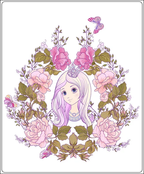 Genç güzel kız ile uzun duydum bahçede Prenses tacı olan