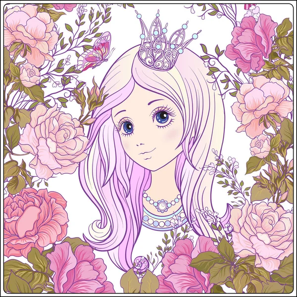 Genç güzel kız ile uzun duydum bahçede Prenses tacı olan