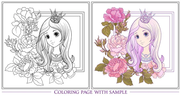 Genç güzel kız ile uzun duydum bahçede Prenses tacı olan