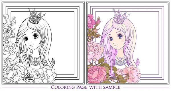 Genç güzel kız ile uzun duydum bahçede Prenses tacı olan