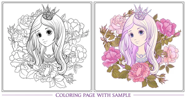 Genç güzel kız ile uzun duydum bahçede Prenses tacı olan