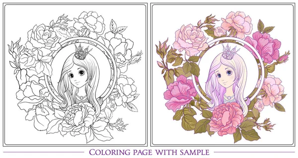 Genç güzel kız ile uzun duydum bahçede Prenses tacı olan