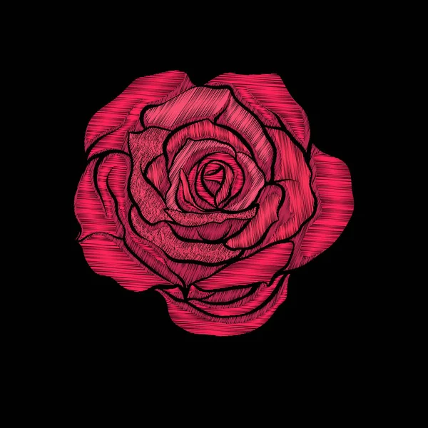 刺绣。在老式万科绣花的设计元素红玫瑰 — 图库矢量图片