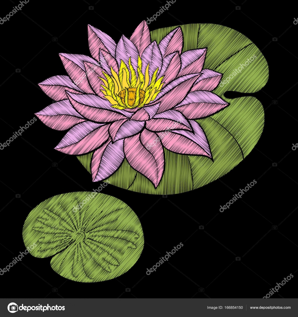 Ricamo Elementi Di Disegno Ricamato Con Fiori Di Loto E L