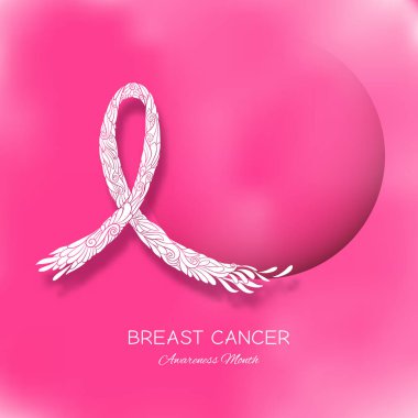 Meme Kanseri Bilinçlendirme ay poster pembe kurdele ile.