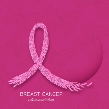 Meme Kanseri Bilinçlendirme ay poster pembe kurdele ile.