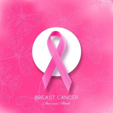 Meme Kanseri Bilinçlendirme ay poster pembe kurdele ile.